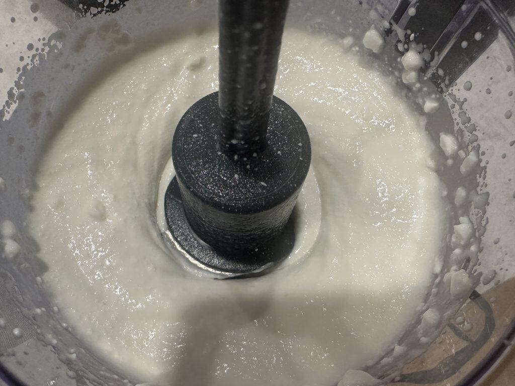 blended cottage cheese in a food processor